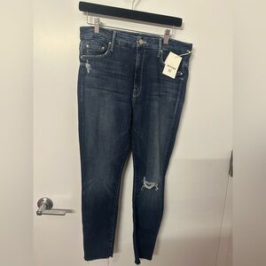 $140 & FREE SHIPPING Mother Denim Size 30 High Waisted Looked Ankle Fray Jeans